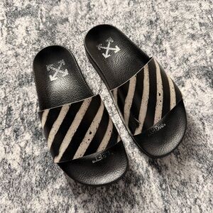 Off White Black Spray Stripes Slides